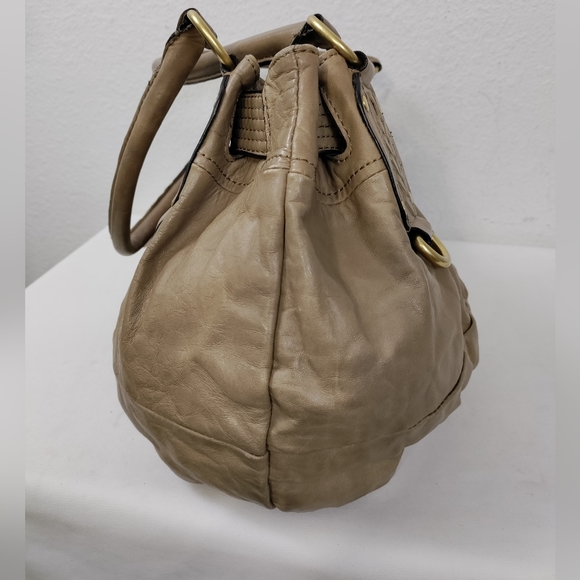 JUICY COUTURE Taupe Leather Satchel Shoulder Bag Handbag - Picture 5 of 12